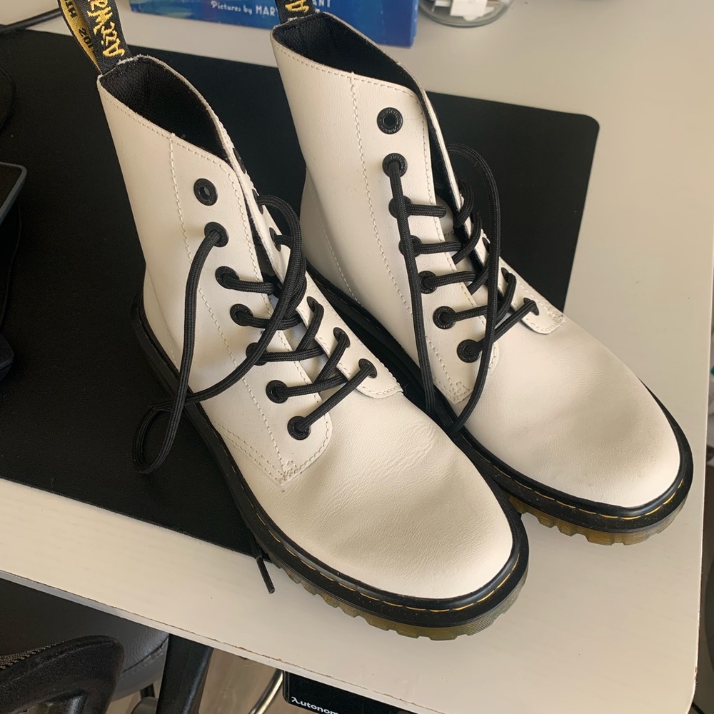 Dr. Martens White and Black Combat Boots